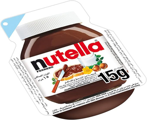 Nutella single serve packets 15g portion control tray close up of individual Nutella pack for cafés hotels and catering