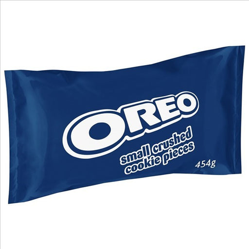 oreo cookie crumbs 454g bag of small crushed Oreo chocolate sandwich cookie pieces for baking and dessert toppings