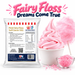 Pink Fairy Floss Soft Serve 1kg bag and soft serve dessert on a white background