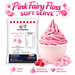 Pink Fairy Floss Soft Serve Mix displayed in a cup, highlighting its creamy texture and vibrant pink color.