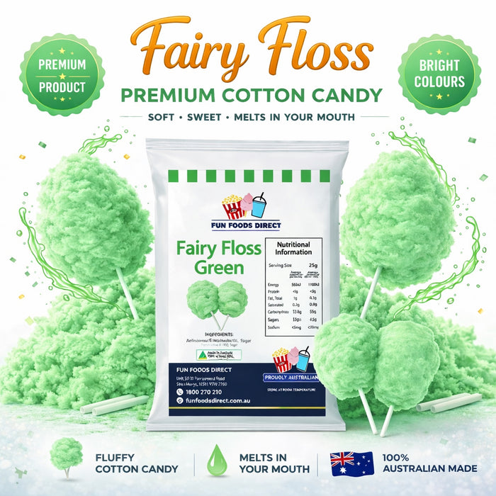 Premium Green Fairy Floss Sugar Ready to use