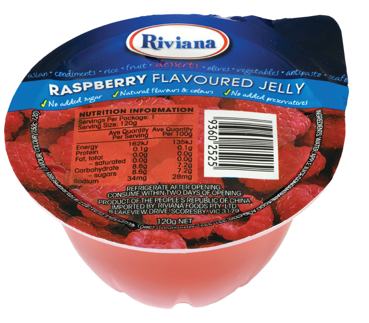 Riviana Jelly Cups Raspberry 48X120 grams - Delicious Dessert — Fast ...