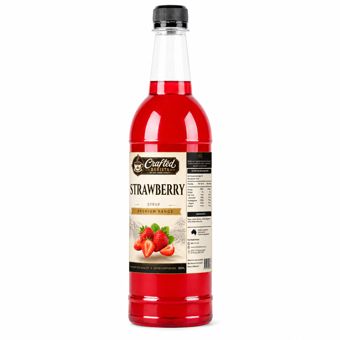 Strawberry Syrup Premium Range 800mL | Sweet Sun-Ripened Strawberry Café Syrup