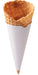 White cone sleeves for ice cream protecting a waffle cone for clean and hygienic serving.