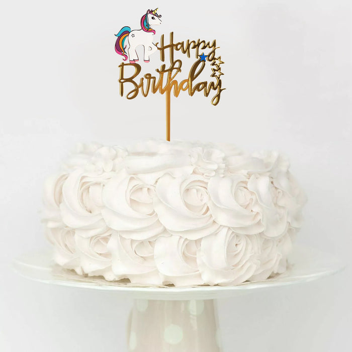 Happy Birthday Unicorn Acrylic Cake Topper