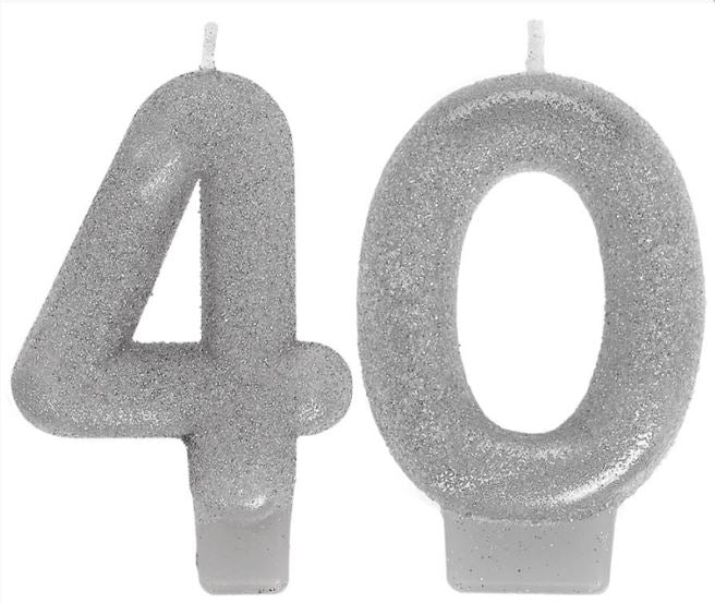 40th Silver Birthday Candles