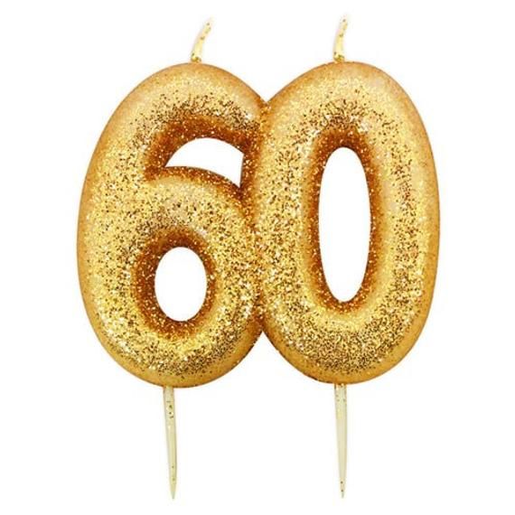 Number 60 Glitter Candle