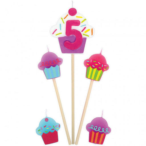 #5 CUPCAKE BIRTHDAY PICK CANDLE