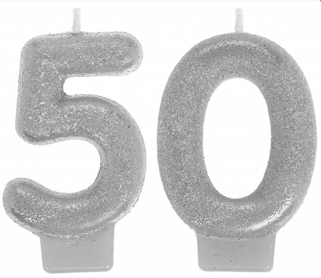 50th Silver Birthday Candles