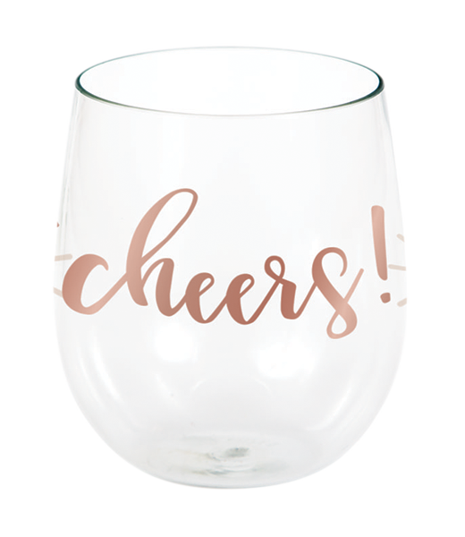 Rose All Day Stemless Wine Glass cheers Rose Gold 414ml