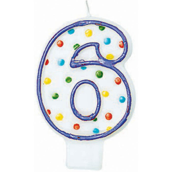 #6 Polka Dots Flat Birthday Candle