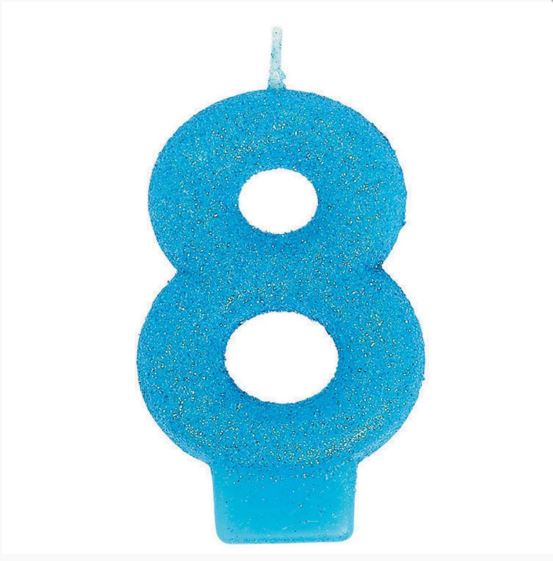 #8 Caribbean Blue Glitter Candle