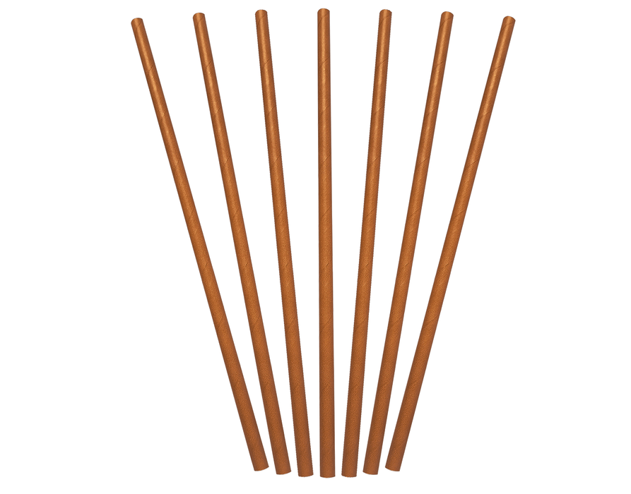 Paper Straws 200 x 8mm Natural Pack 50