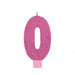 CANDLE LARGE NUMERAL GLITTER #0 PINK