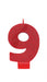 CANDLE NUMERAL GLITTER #9 RED