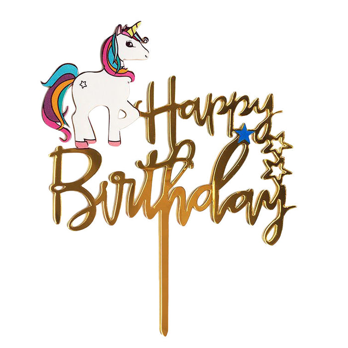 Happy Birthday Unicorn Acrylic Cake Topper