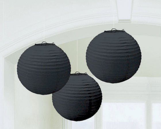 ROUND PAPER LANTERNS - JET BLACK