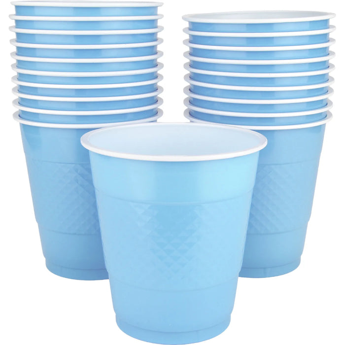 PASTEL BLUE REUSABLE PLASTIC CUPS TUMBLERS 354ML PACK OF 20 PARTY SUPPLIES