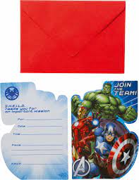 8 Avengers Assemble Birthday Party Invitations With Envelopes