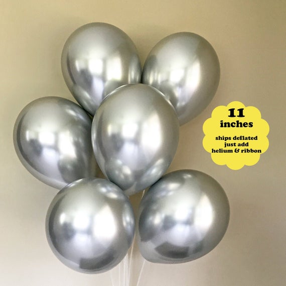 Metallic Chrome Silver Balloon Bouquet Large 11" - 30cm