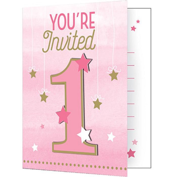 1st Birthday Little Star Girl Invitations