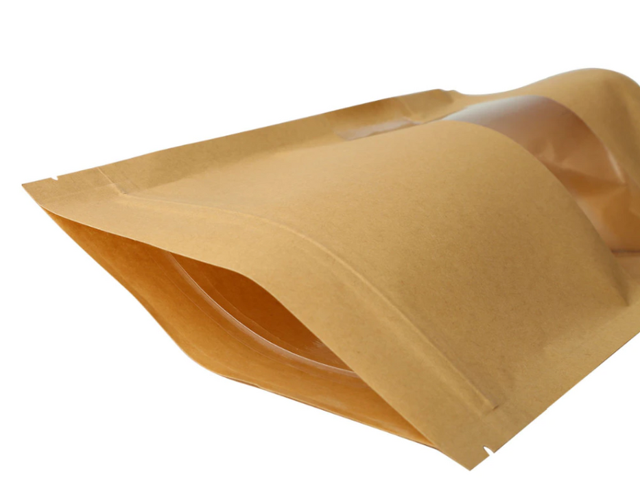 Resealable Kraft Paper Bag Pouch With Clear Window