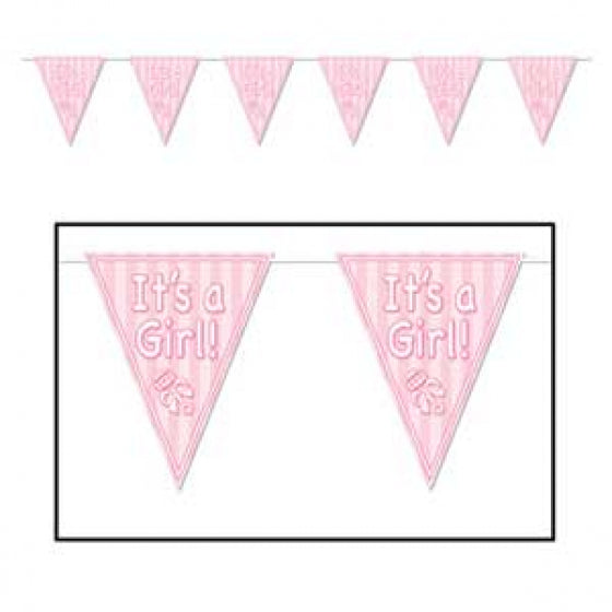Pennant Flag Banner It's A Girl Pink