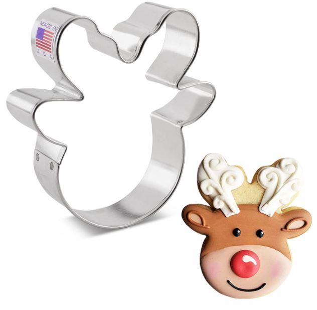 Reindeer Head Premium Tin Cookie Cutter