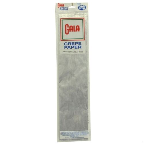 Crepe Paper Gala 100x50cm Metallic Silver Pk1